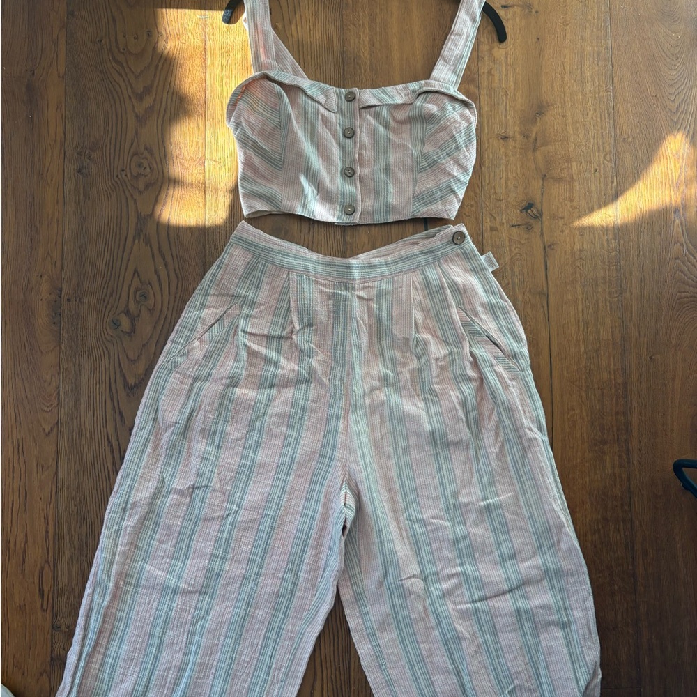 Free People Striped Jumpsuit in Soft Pastels size 6